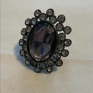 Elegant Purple and Silver Statement Ring